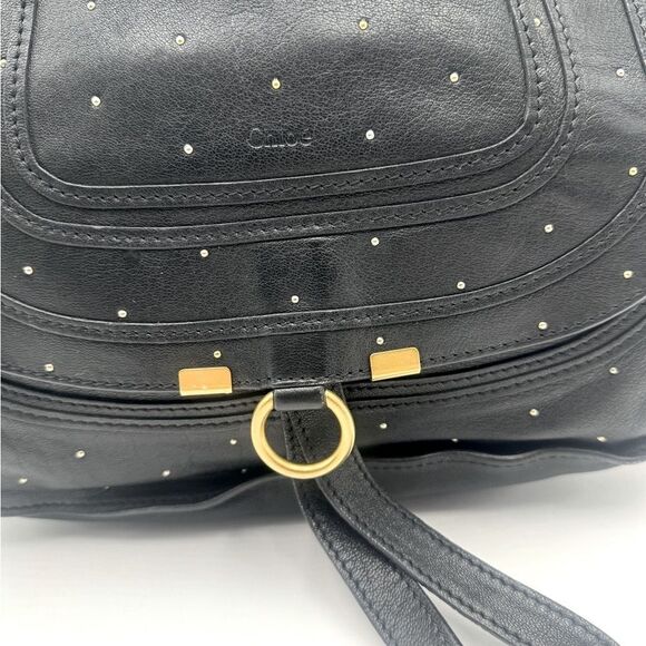 Chloe Medium Black Leather Studded Marcie Convertible 2way Satchel Ltd Edition - Picture 2 of 16